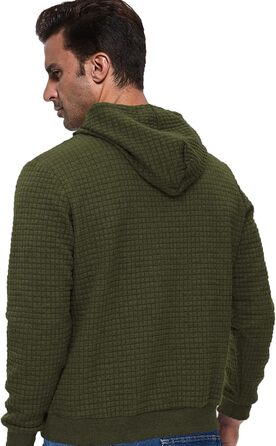 Чоловіча толстовка Tanozer з капюшоном, в клітинку, довгий рукав (XL, хакі)