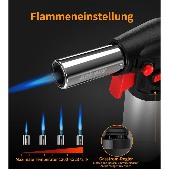 Пальник Бусен для приготування крем-брюле, приготування їжі, кемпінгу, кулінарії та хобі, сріблястий (бутан не входить до комплекту)