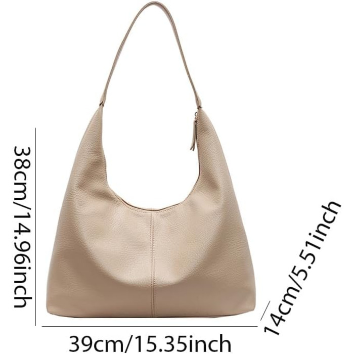 Сумка жіноча GSenhui Hobo бежева з м'якої шкіри, вінтажна сумка-тоут на плече