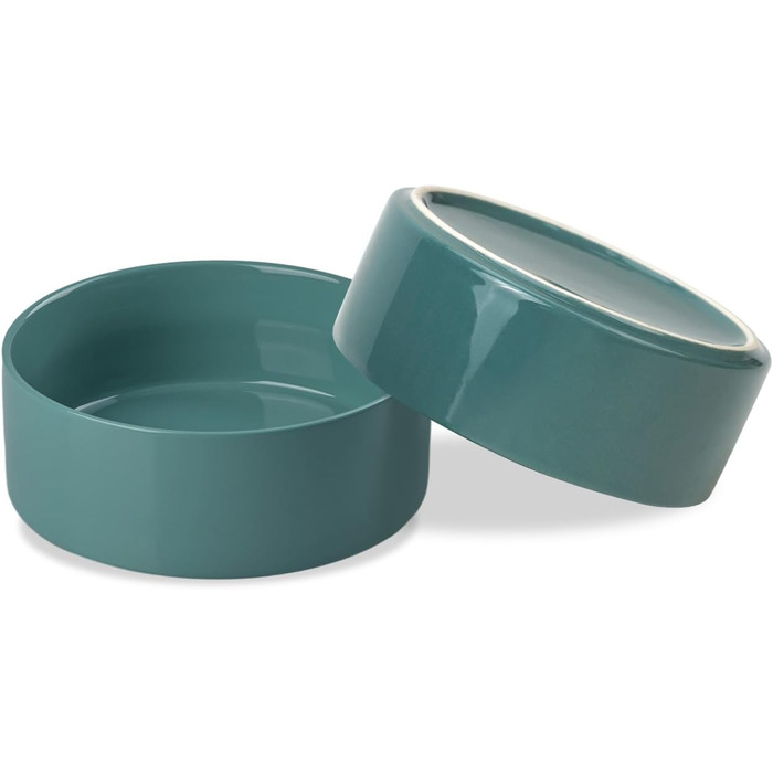 Керамічна миска для собак та котів SPUNKYJUNKY, 850 мл, темно-зелена (2 шт.)