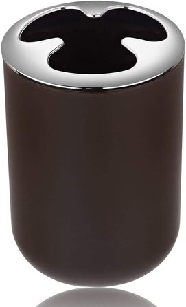 Комплект аксесуарів для ванної кімнати на 6 предметів з пластику, коричневий. Набір для ванної: дозатор для мила, тримач для зубних щіток, стакан, мильниця, щітка для унітазу, сміттєвий бачок.