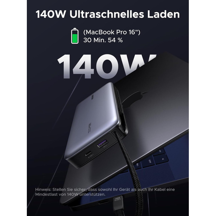 Power Bank UGREEN Nexode 25000mAh 165W з 2 USB-C кабелями (140W PD3.1) для MacBook Pro, Dell XPS, iPad Pro, Steam Deck, Galaxy S25 Ultra, iPhone 17