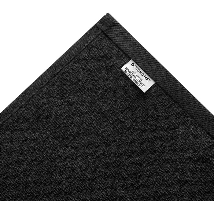 COTTON CRAFT - 12 Pack - Euro Cafe Waffle Weave Kitchen Towels 40.6 x 71.1 cm Black 420 g/m² Quality Ring-Spun 2-Ply Cotton Very Absorbent Lint-Free Versatile
