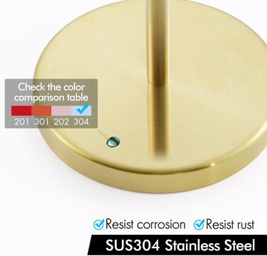Stainless Steel Freestanding Toilet Paper Holder with Weighted Base - Brushed Gold Finish (51.3cm)
