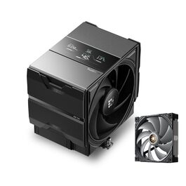 Кулер для процесора Sudokoo SK700V AM5 з дисплеєм та 6 heatpipes: 120мм вентилятор для AM5, безперешкодний доступ до RAM, 5 років гарантії (SK700V Чорний + MACH140)