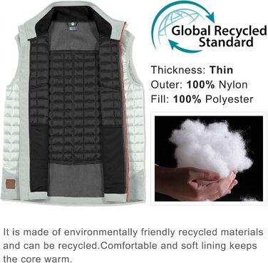 Little Donkey Andy Легка пухова жилетка для чоловіків, тепла безрукавка, Outdoor-куртка для походів, подорожей та бігу (XL, світло-сірий)