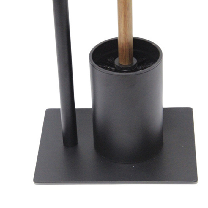 Підлоговий ергономічний йоржик для унітаза з тримачем для паперу, матовий чорний метал