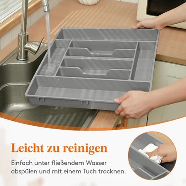 Органайзер для столових приборів Lifewit, 51.6x42 см, для 60 предметів, знімний тримач, пластиковий лоток для ложок, виделок, ножів у шухляду