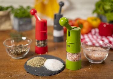 KUHN RIKON Salt and Pepper Grinder Ratchet Grinder, Manual Spice Grinder, Grey, Adjustable Ceramic Grinder