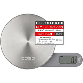 CASO Kitchen EcoMate Kinetic Kitchen Scale - 5kg, 1g Increments, Battery-Free, Award-Winning