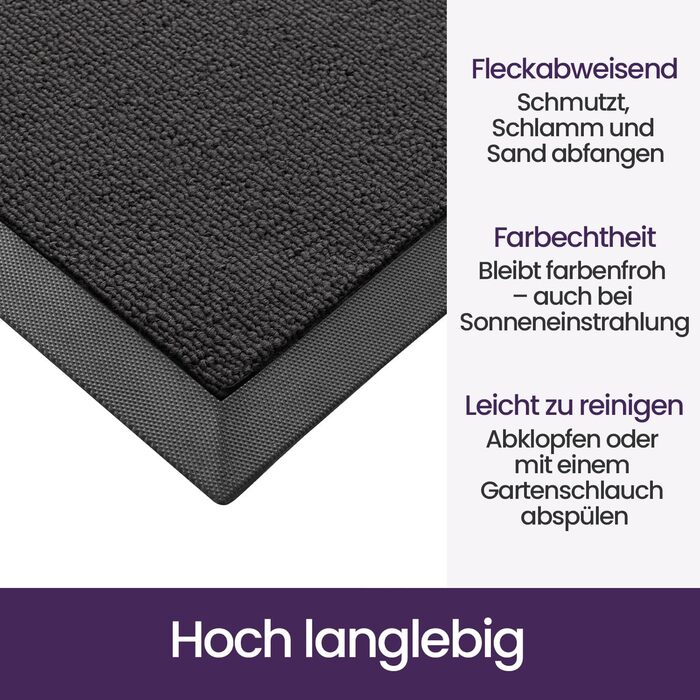 Килимок для дому та вулиці DEXI, 60x90 см, сірий - вологостійкий, неслизький, миючий