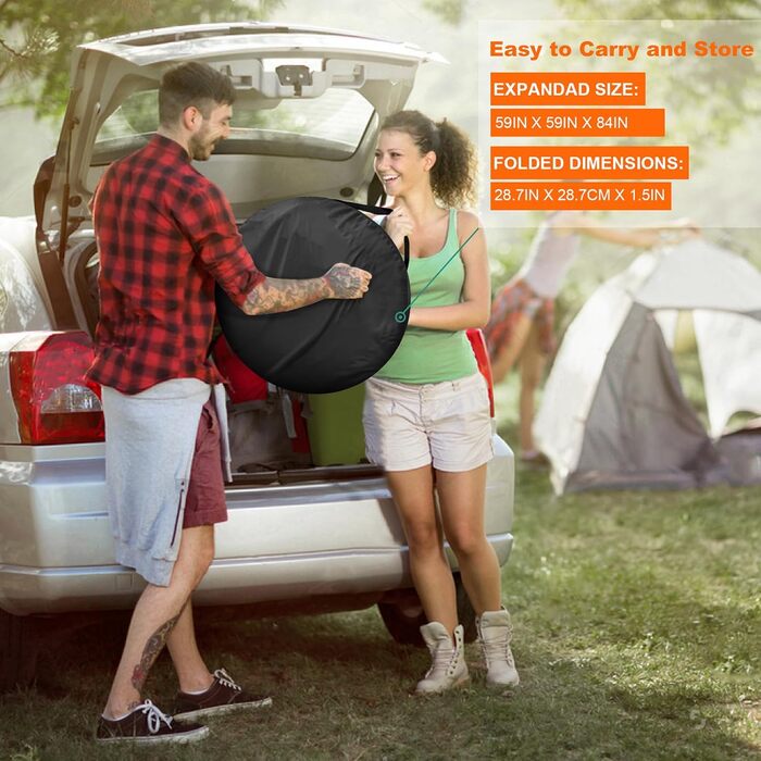 Намет для душу та туалету Pop Up для кемпінгу, 2-4 особи, армійсько-зелений (чорний)