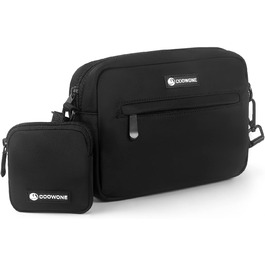 Сумка для ласощів для собак COOWONE, водонепроникна, з інтегрованим диспенсером для відходів, регульована через плече (Чорна)