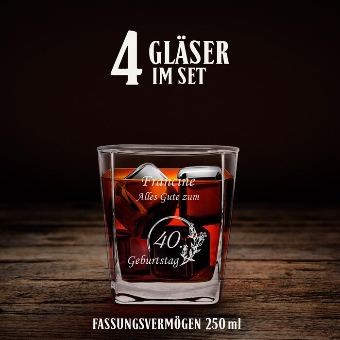 Maverton Whiskey Decanter + Set of 4/6 Whiskey Glasses with Engraving - 700ml Whiskey Decanter - Perfect for Christmas - Birthday Gift for Men - Congratulations