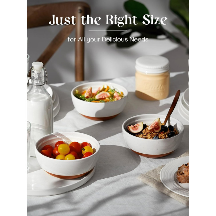 Набір мисок DOWAN для мюслі, супів та салатів, 6 шт, 680 мл (білий та коричневий)