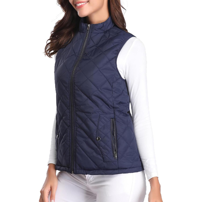 Жіноча легка пухова куртка Teppwete з кишенями, тепла осінньо-зимова модель, темно-синій колір (M)