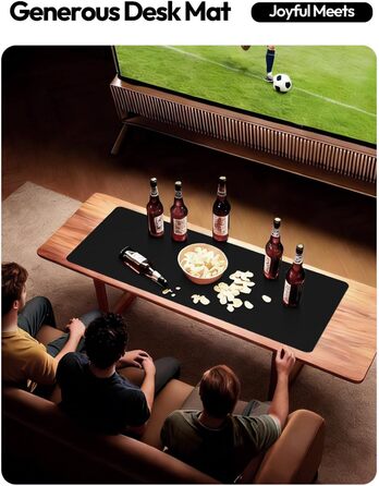 Килимок для миші шкіряний преміум YSAGi XXL 90x43 см, чорний - офісний килимок на стіл для роботи та дому