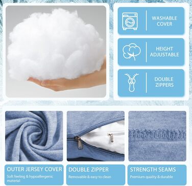 Подушка для вагітних Chilling Home J-подібної форми, подушка для тих, хто спить на боці, подушка для годування, велика подушка для підтримки, подушка для жінок та тих, хто спить на боці (Cooling Blue)