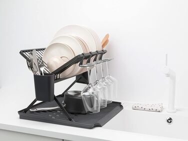 Brabantia Folding Dish Drainer (L, Dark Grey)