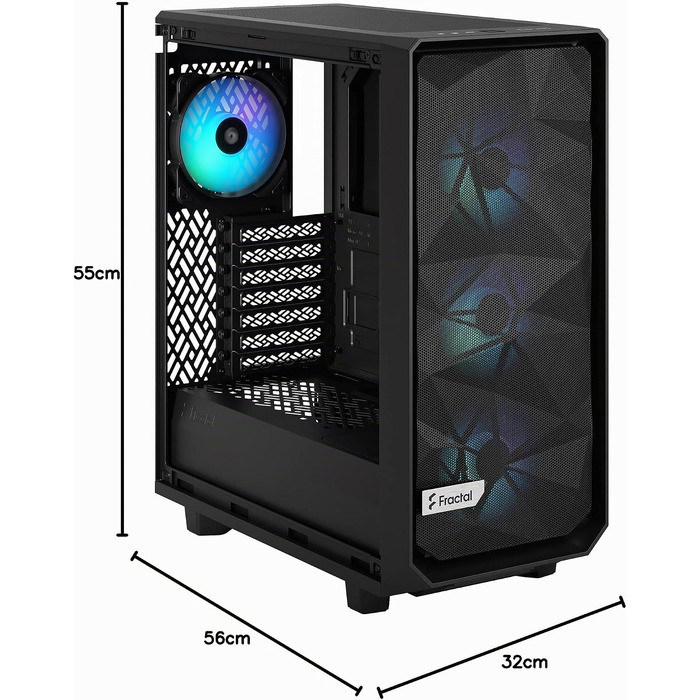 Корпус для ПК Fractal Design Meshify 2 Compact Black ATX Mid Tower, RGB, загартоване скло (Light Tint), високий повітряний потік