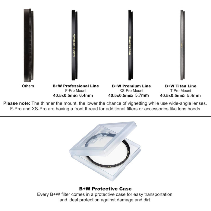Фільтр B+W 010 UV-Haze- und Schutz-Filter T-Pro, титанове покриття, MRC Nano, 16-шарів покриття, супер тонкий, преміум-якість (40.5 мм)