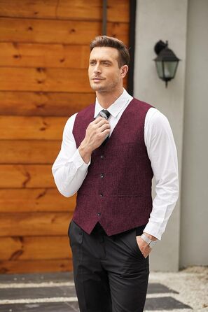 Жилет чоловічий COOFANDY Casual Business Slim Fit, Бордовий (3XL)