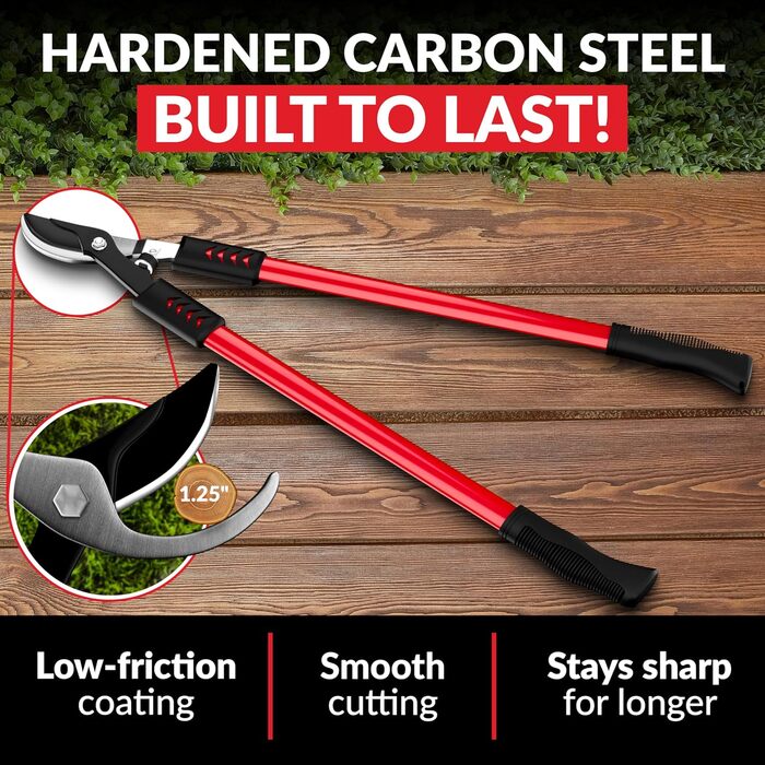 Секатор TABOR TOOLS GL16E для свіжої деревини до 35 мм, садові ножиці з високою силою різу, ергономічною ручкою, амортизатором та антипригарними лезами