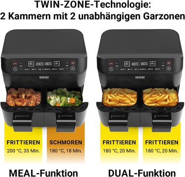 Фритюрниця-конвекційна піч Heißluftfritteuse Midnight Edition 7.6 л, 1800 Вт, 7 програм, чорний | Без олії, цифровий дисплей