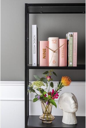 Karlsson KA5628 Table Clock, Trompe-l'oeil Books, Book, Stiff Cardboard and Metal, H20 x 20 x 15 cm (Standard Size, Pink)