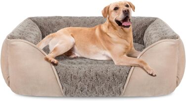 JOEJOY Dog Bed, Medium Dogs, Dog Basket Fluffy Washable, Non-Slip Anti-Anxiety Dog Beds, Dog Baskets for Medium and Large Dogs and Cats, 76x61x23cm (L 76 x W 61 x H 23 cm, Brown)