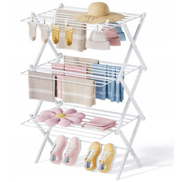 Металева складана сушарка для одягу, 3 рівні, біла — зручність у кожній деталі