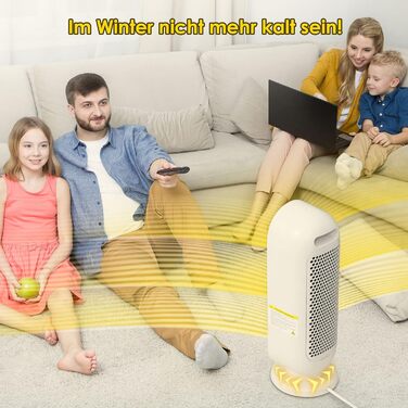 Керамічний обігрівач 2000W з термостатом, 3 режими, таймер 12 годин, захист від перекидання, осциляція, для дому та офісу, білий, маленький дисплей
