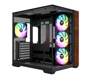 Корпус Thermaltake View 380 Wood Black ATX Mid-Tower з RGB підсвічуванням, білий, з вентиляторами та USB-C