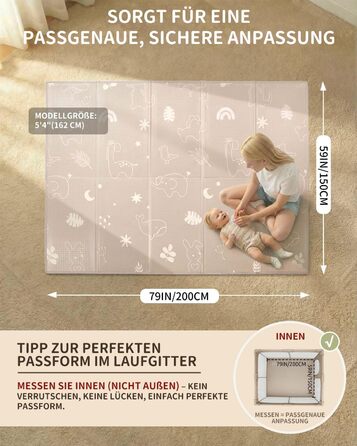 Дитячий килимок для гри Krabbelmatte, 150x180 см, водонепроникний, антиковзкий, з сумкою для перенесення - ідеально для немовлят та малюків (Ліс)