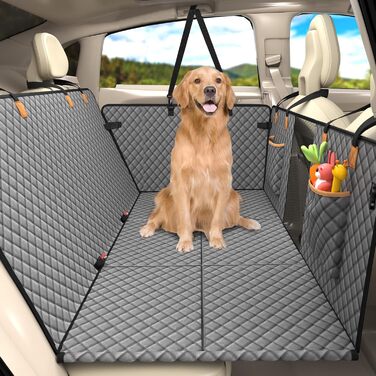 Захист для заднього сидіння автомобіля Lekeinchi для собак - килимок для собак на заднє сидіння з 6 стабільними дерев'яними планками та ременями безпеки - водовідштовхувальний, стійкий до подряпин, запобігає ковзанню, килимок для собак для SUV, вантажівки