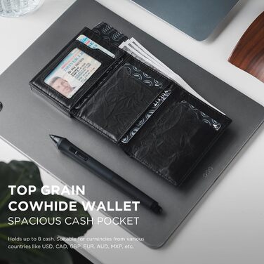 Кредитне шкіряне портмоне VULKIT з RFID-захистом, Pop-Up, з відділенням для купюр, ID-віконцем та монетним відділенням, чорний (Prism)