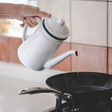 JMAHM Enamel Teakettle Coffee Pot 1L Water Kettle Can Be Used for Coffee, Tea, Milk, Oil, Induction Cooker Gas Stove Universal (Green)