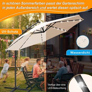 Daromigo Parasol 300/350 cm with Crank | Pergola Parasol with Stand | Garden Parasol Sun Protection UV Protection Aluminum | Crank Parasol Market Parasol Waterproof for Garden