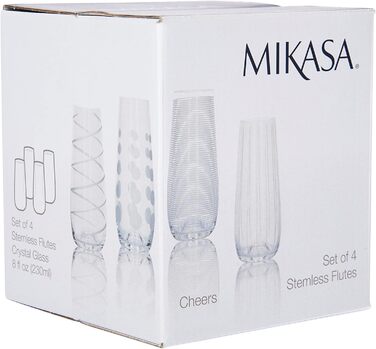 Набір келихів для шампанського MIKASA Cheers Kristall, 4 шт., 250 мл, оригінальний дизайн