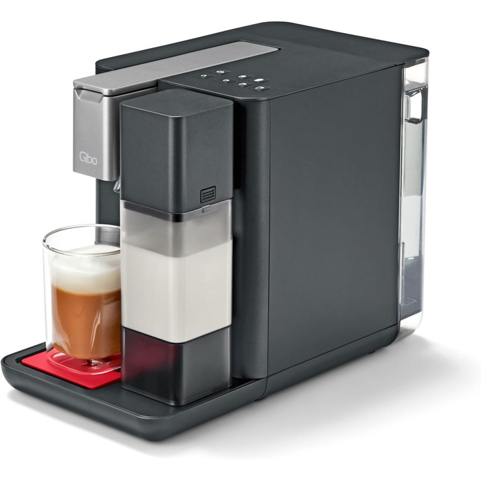 Tchibo Qbo MILK MASTER Premium Capsule Machine for Cappuccino, Espresso, Caffè Crema, Caffè Grande, Milk Foam at the touch of a button with a removable 300ml milk tank, with automatic shut-off, Lipstick Red