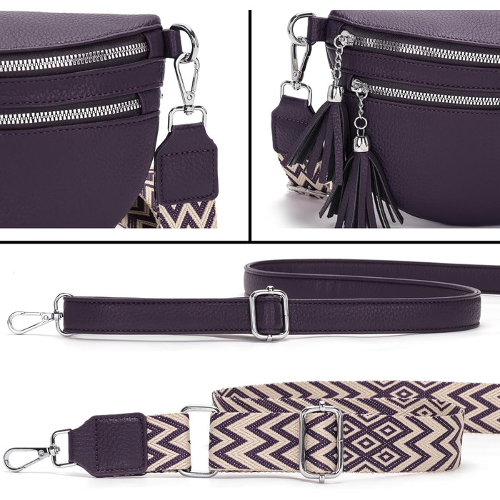 Сумка на пояс жіноча бежева, кросбоді, середнього розміру з відділенням для карт та 2 ремінцями - Lila