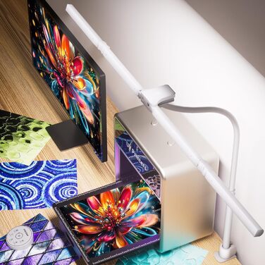 Лампа настільна EYOCEAN з 4 джерелами світла, 24W, 100см, денне світло, з пультом, регульована яскравість, для офісу та дому, захист очей, з шийним гнучким кріпленням