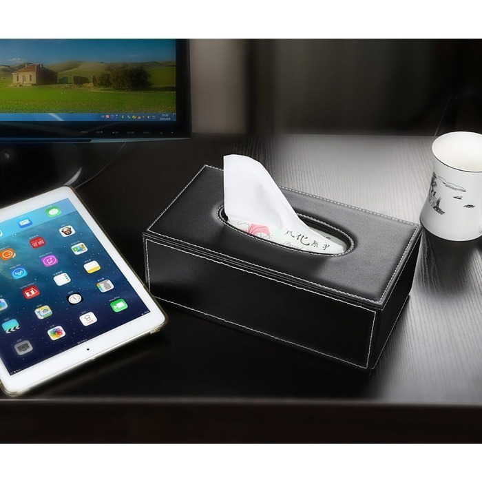KINGFOM Коробка для косметичних серветок прямокутної форми для дому/офісу/автомобіля (Біла) (Чорна)
