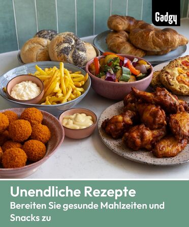 Фритюрниця без олії Gadgy 5L з цифровим дисплеєм та скляним вікном - Airfryer з антипригарним покриттям, 1400W, регулювання температури 80-200°C