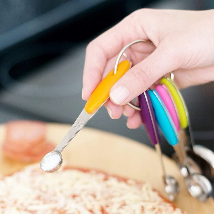 Набір мірних ложок Xingxinrong з нержавіючої сталі (5 ложок) з силіконовою ручкою, з гравіюванням шкали (US та міжнародна)