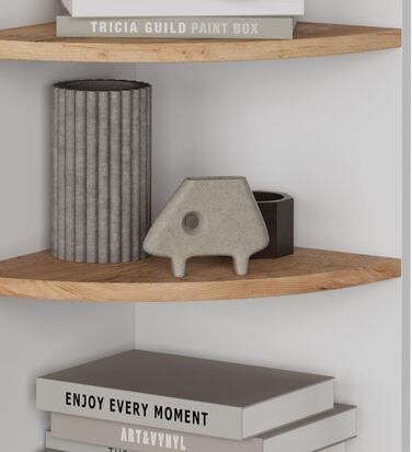 Vicco Corner Shelf Ecki, Bookshelf, White/Gold Kraft Oak, 30 x 60 cm