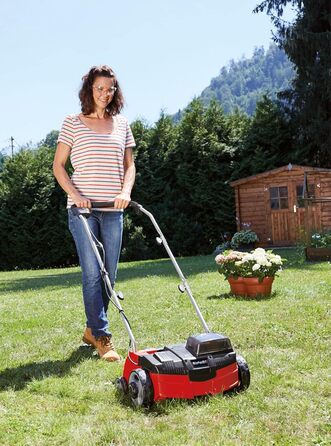 Einhell Battery-Powered Scarifier-Aerator GC-SC 36/31 Li-Solo Power X-Change (Lithium-Ion, 36 V, 31 cm working width, 3-in-1 combo, ball-bearing roller with 8 blades, without battery and charger)