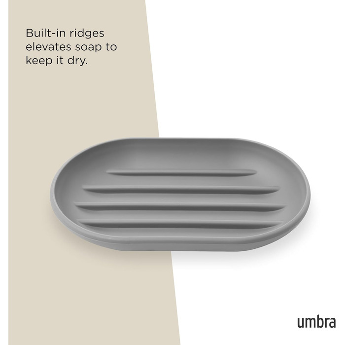 Тримач для мила Umbra Touch овальної форми з м'яким покриттям для ванної кімнати та кухні, білий, 14 x 9 x 2 см