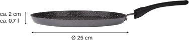 STONELINE Back to Nature Crepe Pan Induction 25 cm, Omelette Pan with real stone particles, Pancake/Pancake Pan Non-Stick, Fat-Free Frying, All Cooktops, (Riveted)