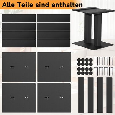 Підставка для аудіо колонки настільна, 25 см, метал, чорна, пара, з антиковзкими гумовими смужками, 21 x 24 x 25 см